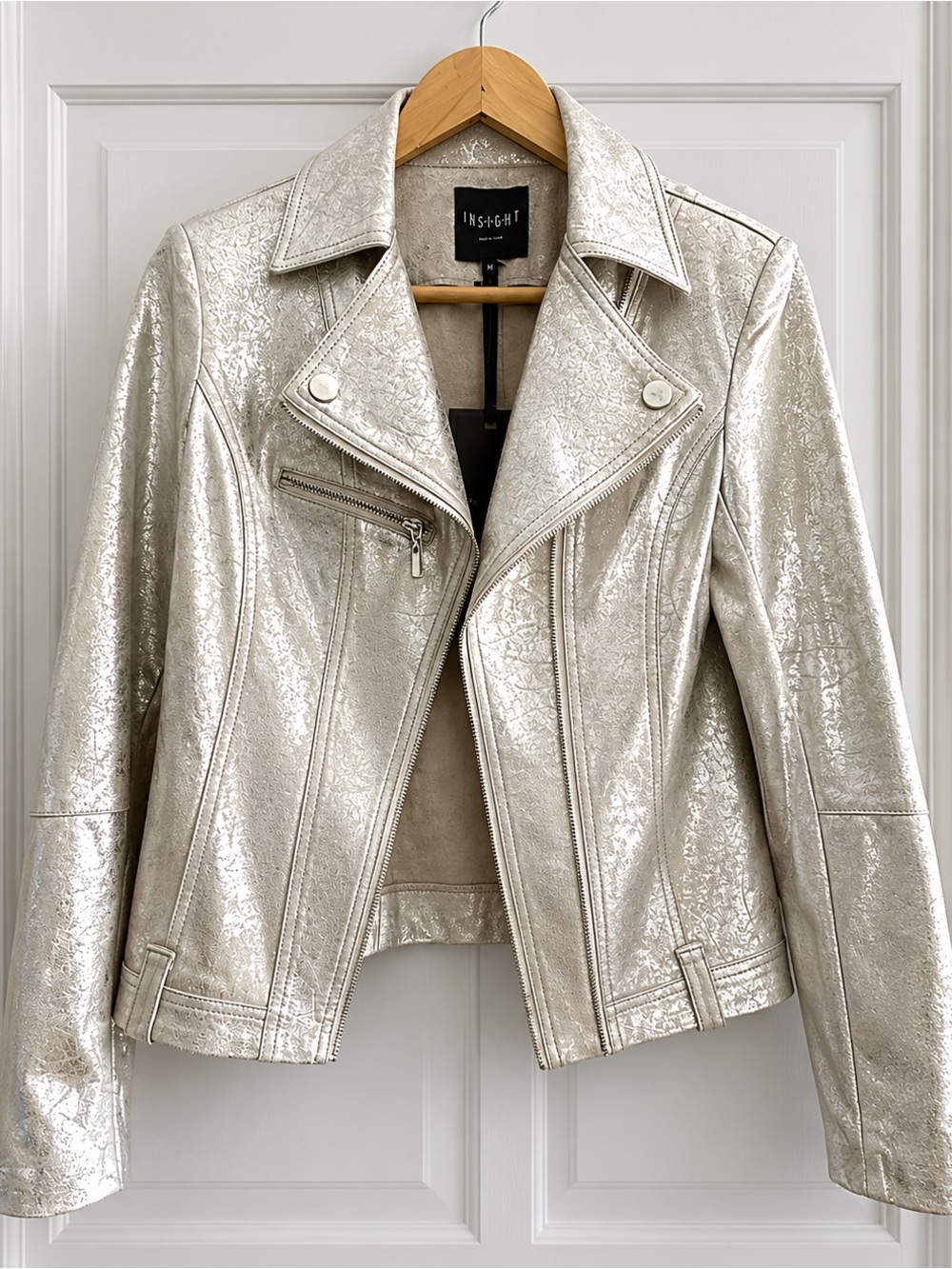 NWT - INSIGHT Silver Metallic Moto Jacket - Women's